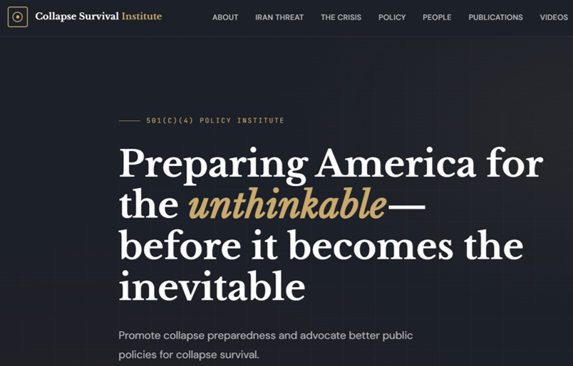 The Collapse Survival Institute homepage — Preparing America for the unthinkable, before it becomes the inevitable